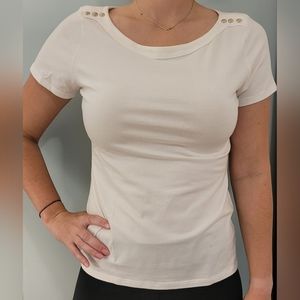 White House Black Market Shirt. Size M White with Gold Buttons.